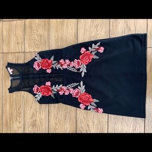 Black dress with floral pattern